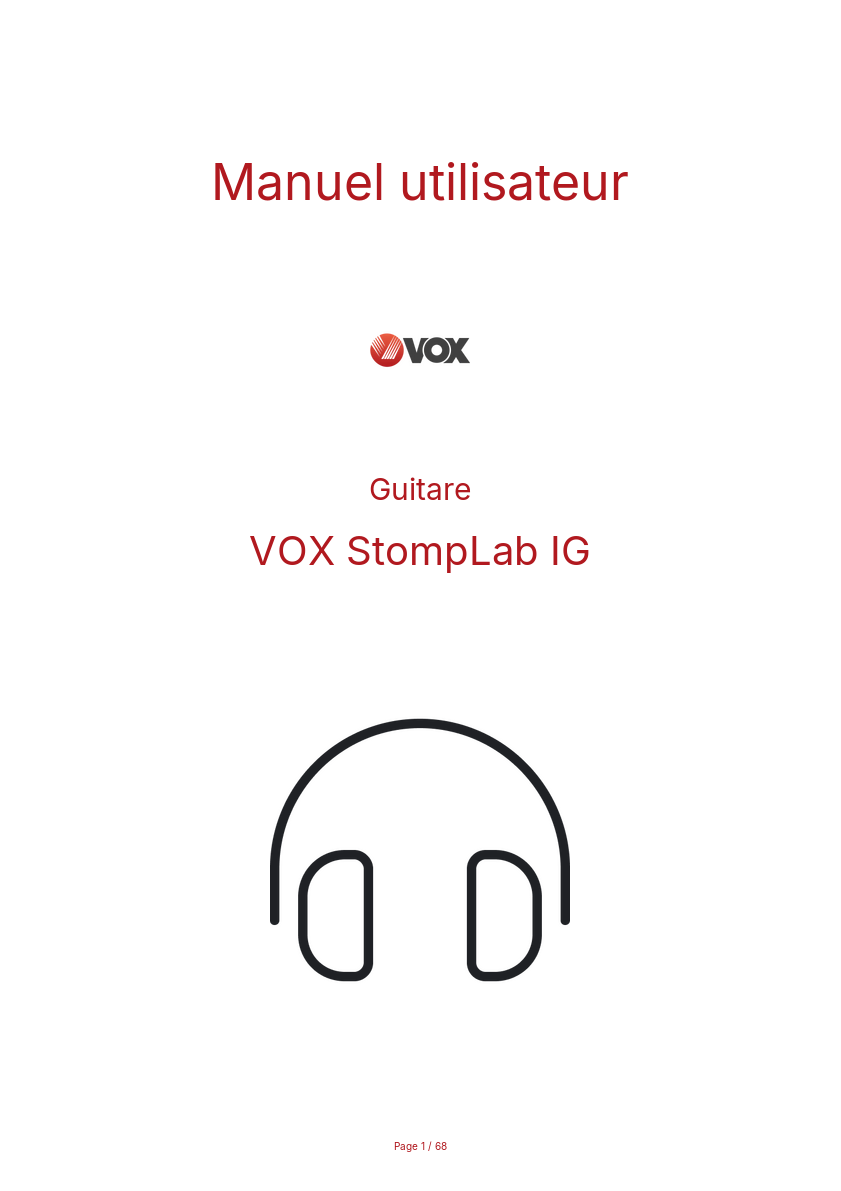 Image de la première page du manuel de l'appareil StompLab IG