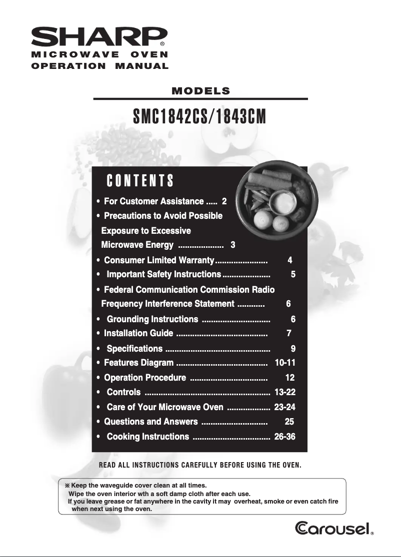 Page 1 de la notice Manuel utilisateur Sharp SMC1843CM