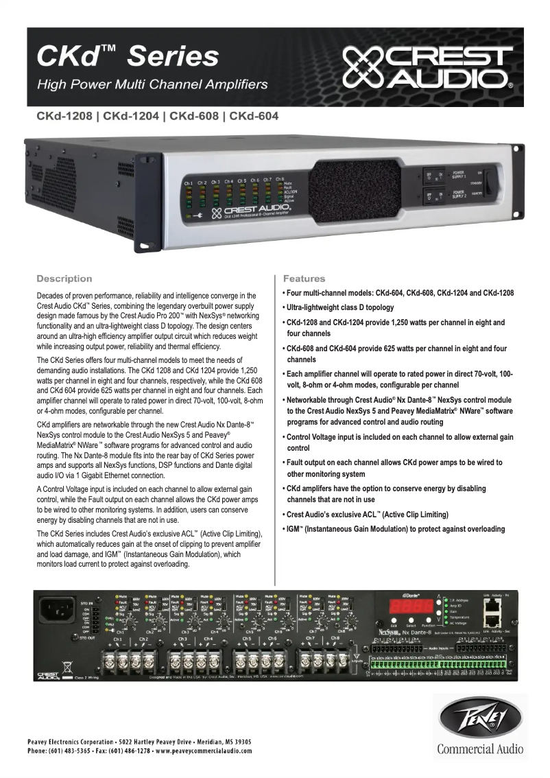 Page 1 de la notice Fiche technique Crest Audio CKd 608