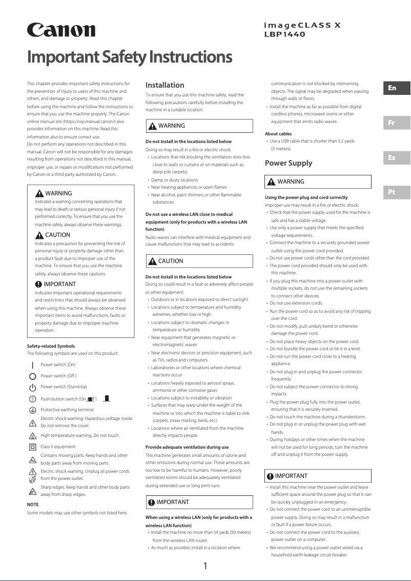 Página 1 del manual Manual de usuario Canon imageCLASS X LBP1440