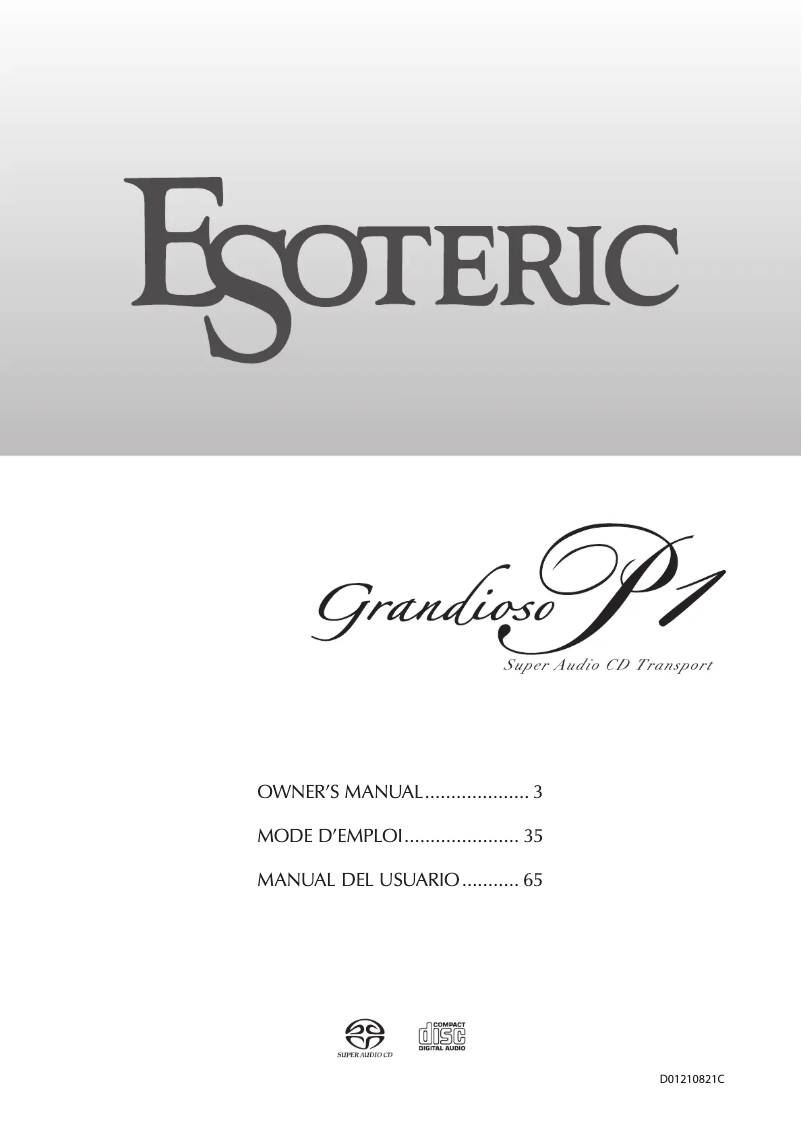 Page 1 de la notice Manuel utilisateur Esoteric Grandioso P1