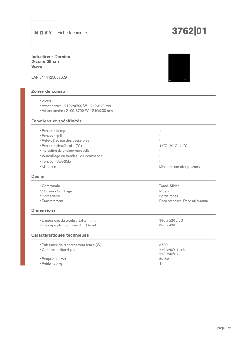 Image de la première page du manuel de l'appareil Domino 3762