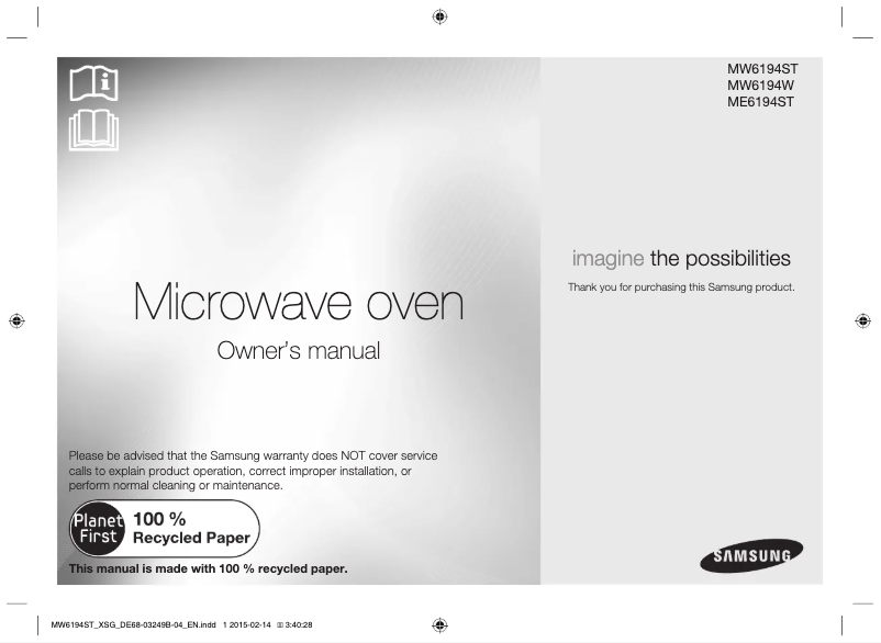 Image de la première page du manuel de l'appareil ME6194ST/XSG