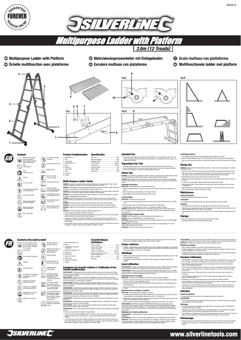 Page 1 de la notice Manuel utilisateur Silverline 953474