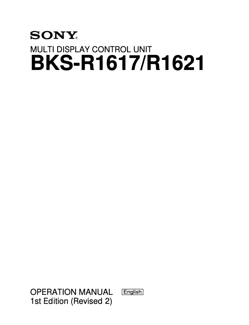 Page n°1 - Manuel utilisateur Sony BKS-R1617