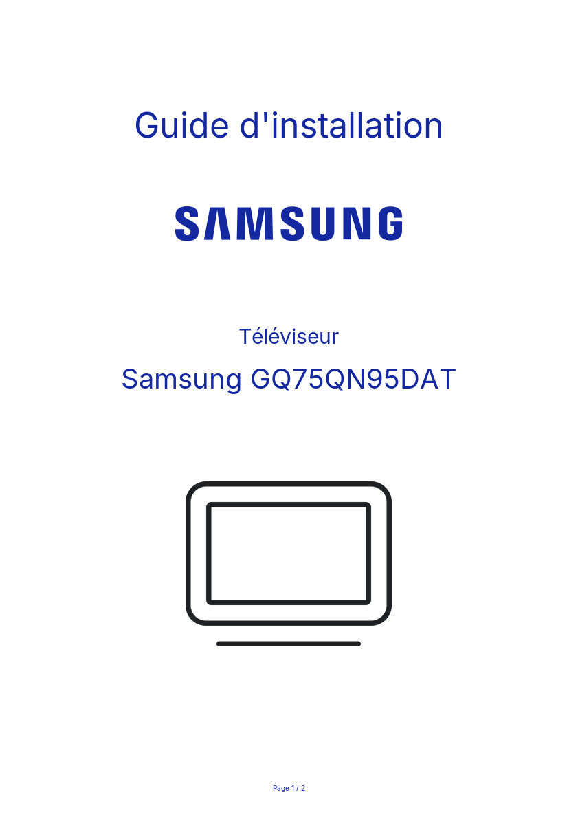 Page n°1 - Guide d'installation Samsung GQ75QN95DAT