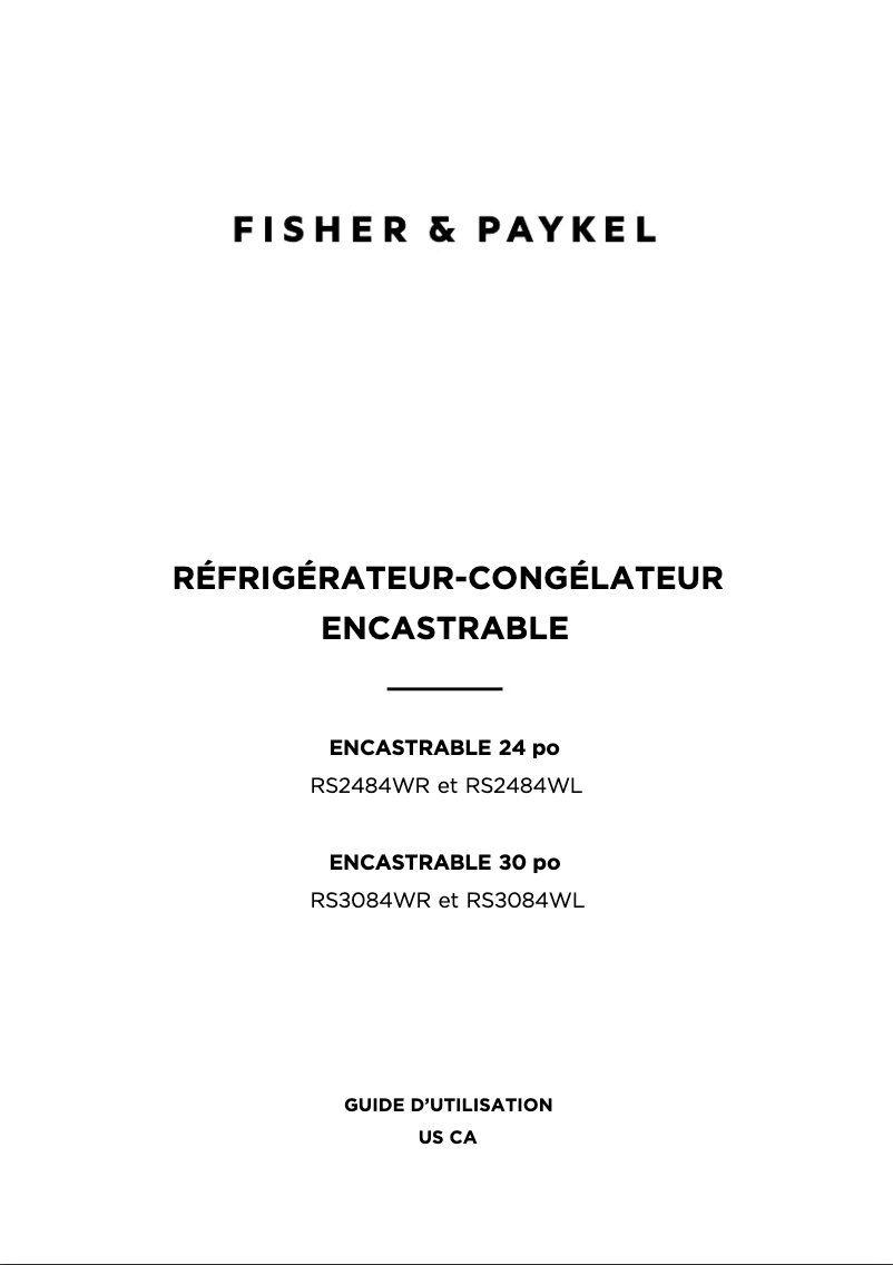 Page 1 de la notice Manuel utilisateur Fisher & Paykel RS2484WRU1