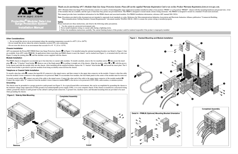 Page n°1 - Manuel utilisateur APC ProtectNet PRM4