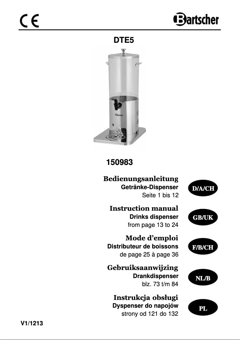 Página 1 del manual Manual de usuario Bartscher DTE5