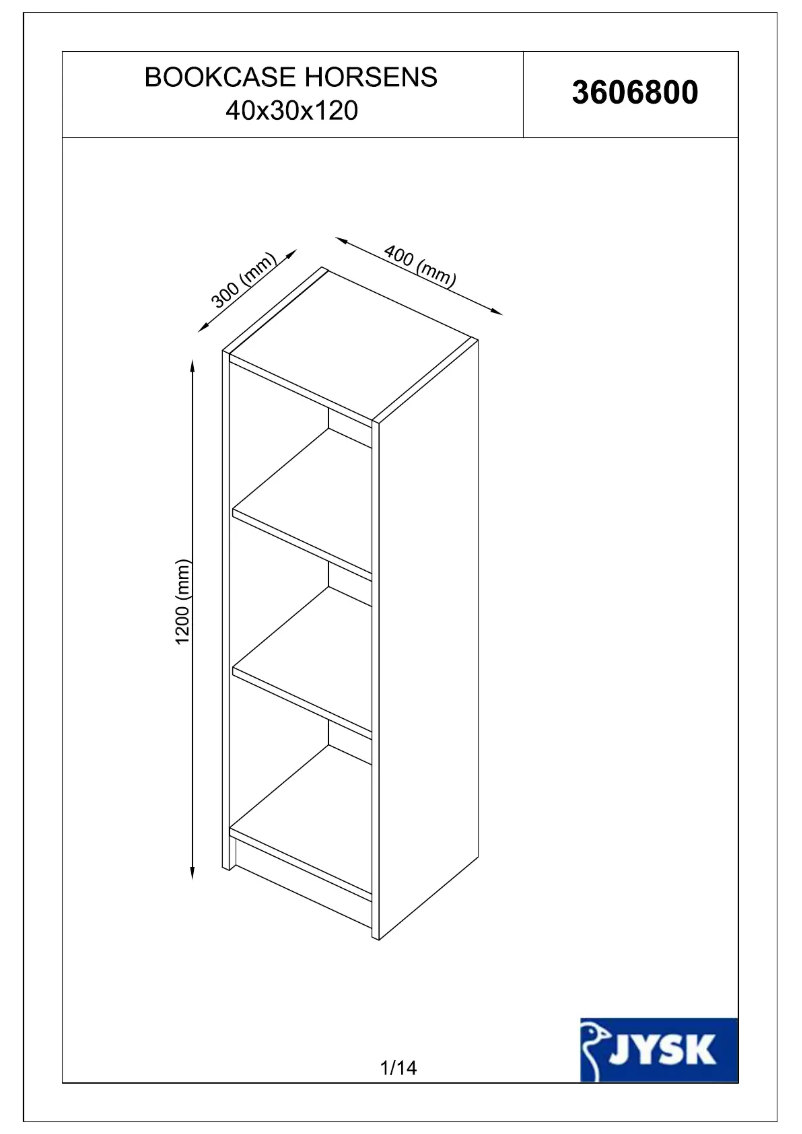 Page 1 de la notice Manuel utilisateur JYSK Horsens (40x120x30)