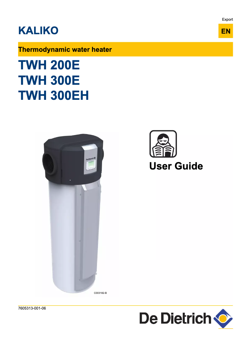 Page 1 de la notice Manuel utilisateur De Dietrich Kaliko TWH 300EH