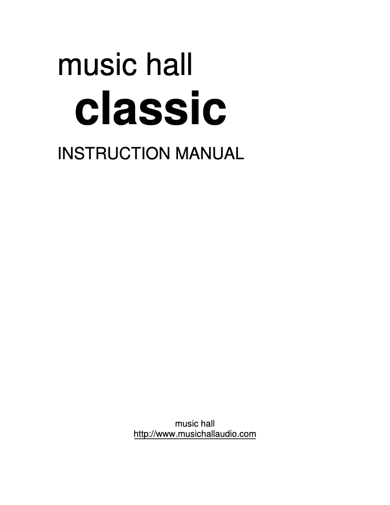 Page n°1 - Manuel utilisateur Music Hall Classic