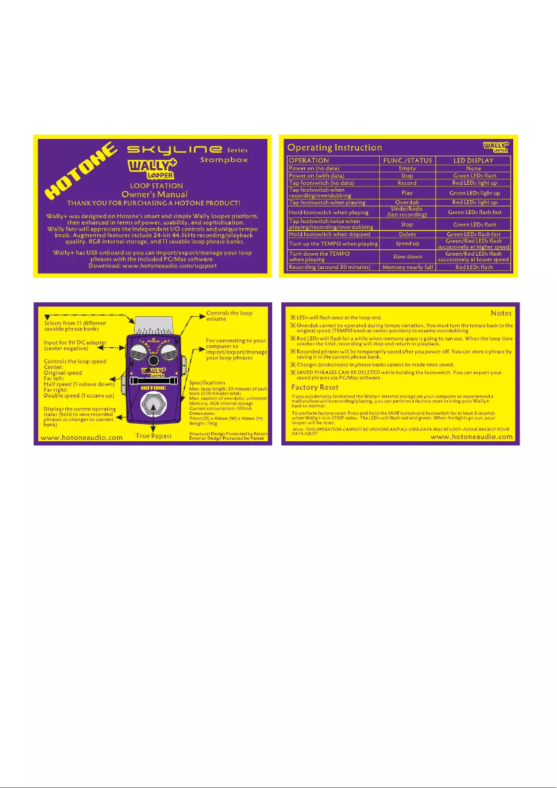 Image de la première page du manuel de l'appareil Wally+ Looper