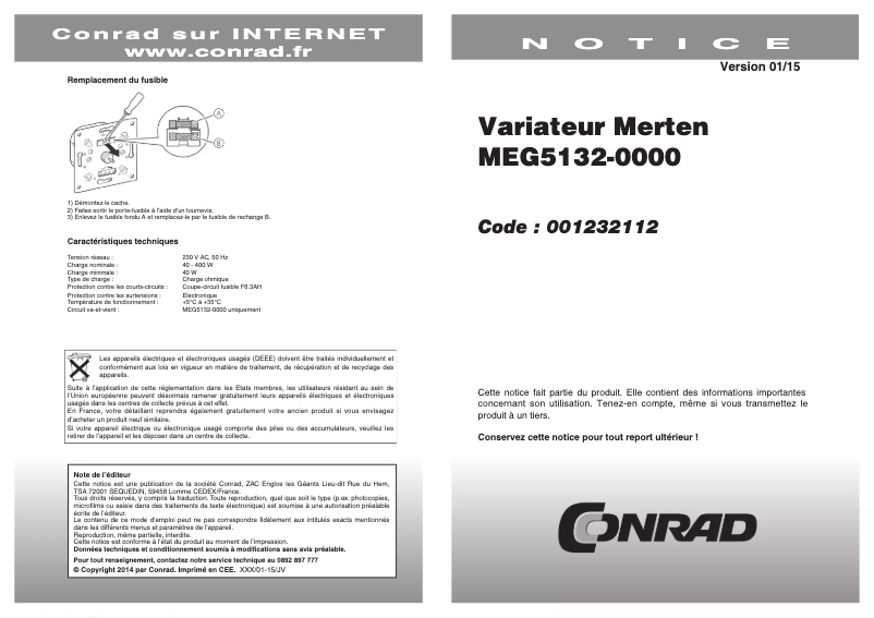 Page 1 de la notice Manuel utilisateur Merten MEG5132-0000
