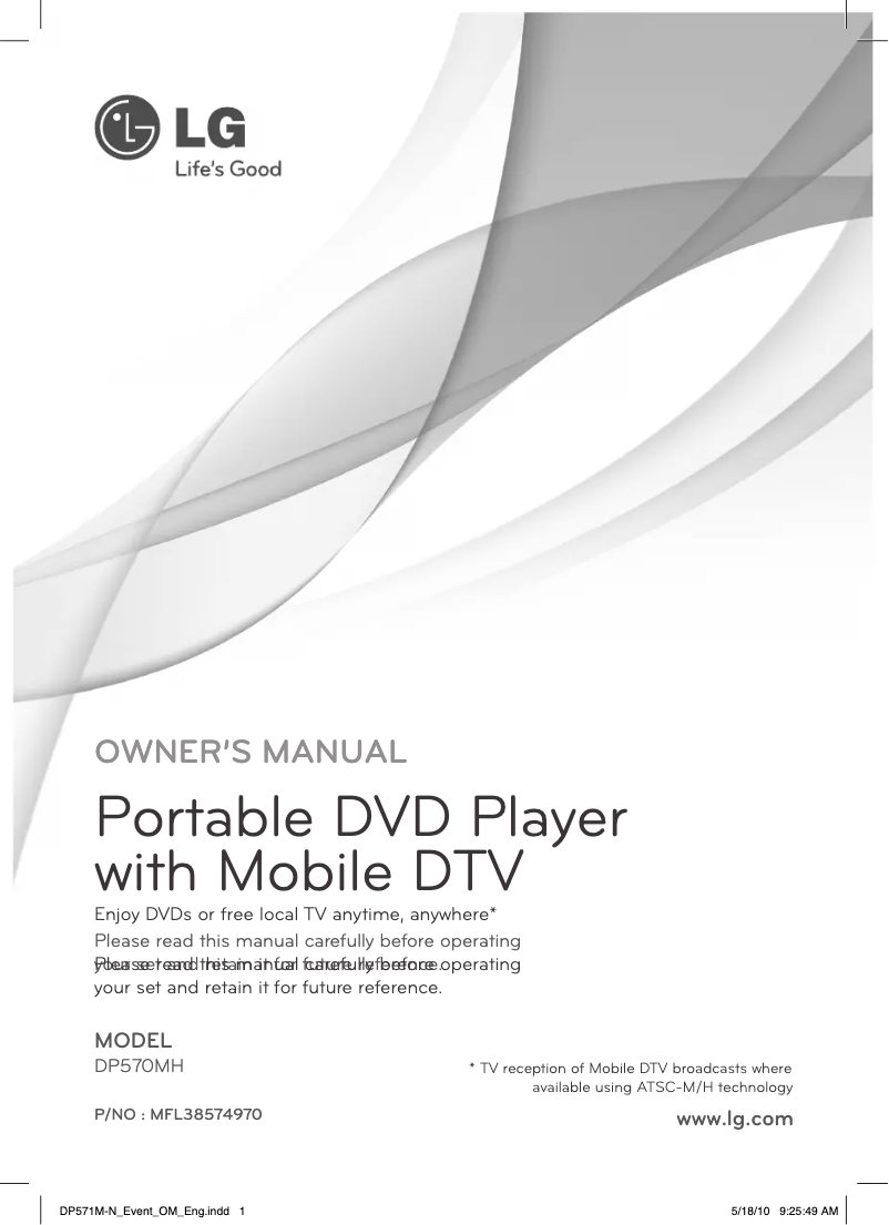 Page n°1 - Manuel utilisateur LG DP570MH