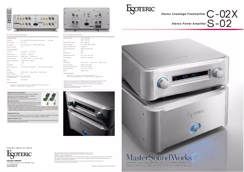 Page n°1 - Brochure Esoteric C-02X