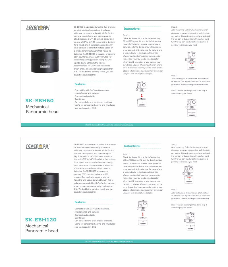 Page 1 de la notice Manuel utilisateur Sevenoak SK-EBH60