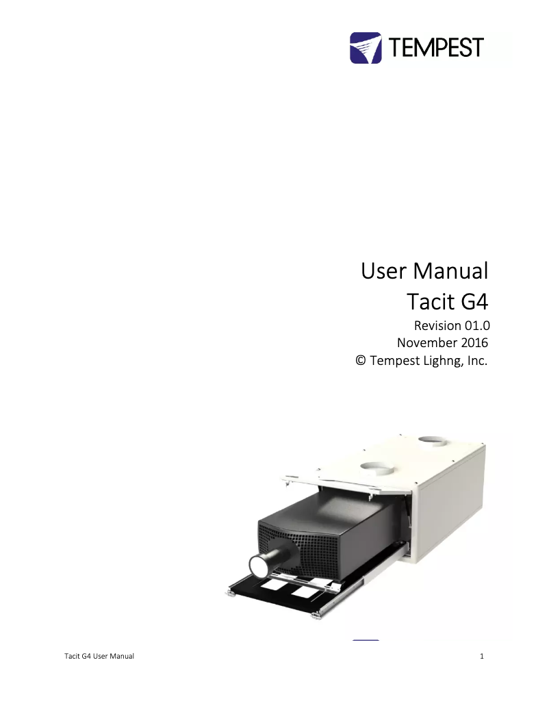 Page n°1 - Manuel utilisateur Tempest Tacit G4 240