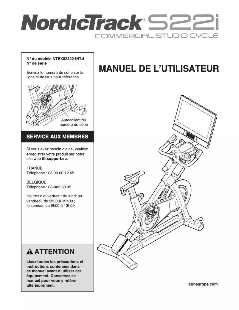 Page n°1 - Manuel utilisateur NordicTrack S22i