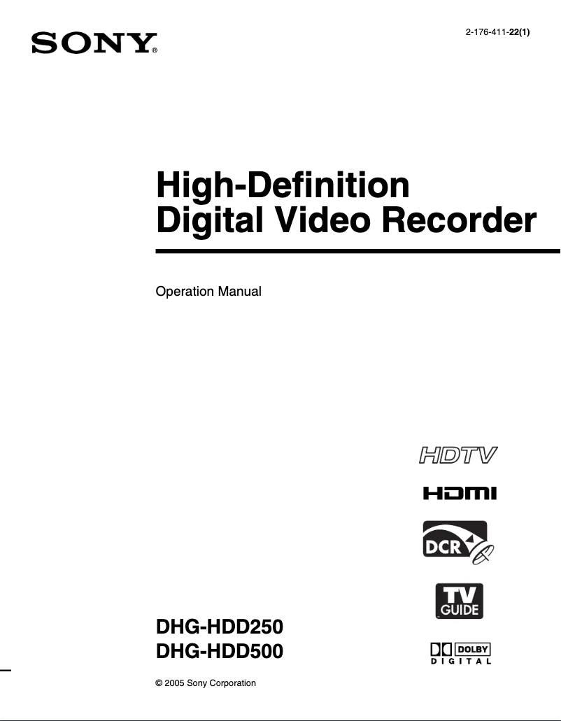 Page n°1 - Manuel utilisateur Sony DHG-HDD250