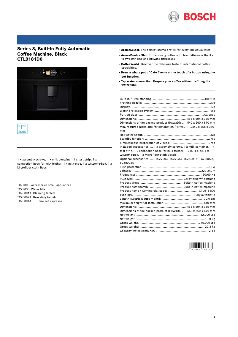 Image de la première page du manuel de l'appareil CTL9181D0