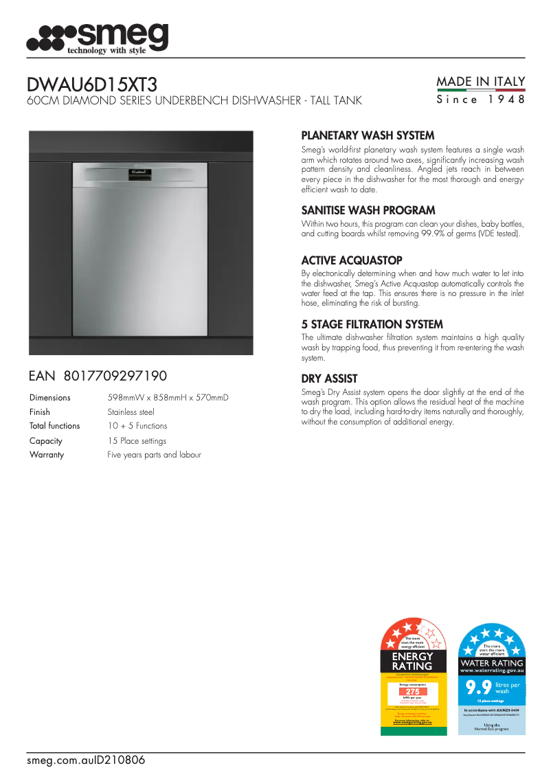 Image de la première page du manuel de l'appareil DWAU6D15XT3