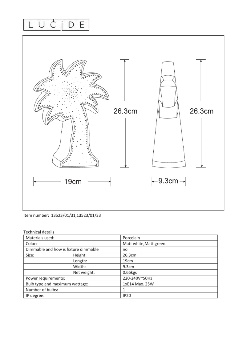Page n°1 - Manuel utilisateur Lucide Palm 13523/01/33