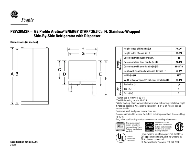 Imagen de la primera página del manual del dispositivo Profile PSW26MSRSS