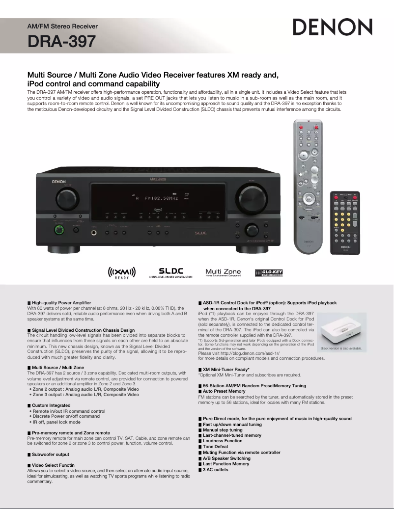 Página 1 del manual Manual de usuario Denon DRA-397