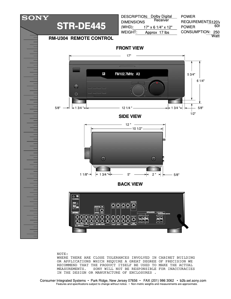 Página 1 del manual Guía de instalación Sony STR-DE445