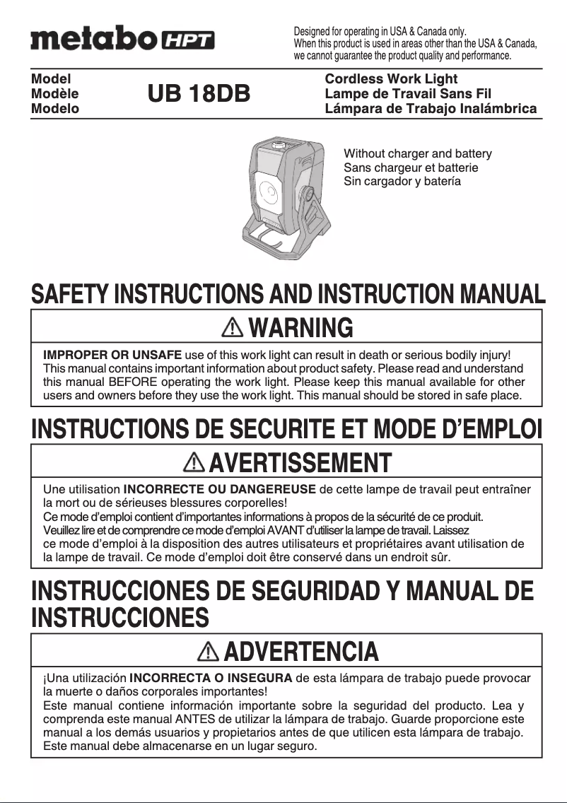 Página 1 del manual Manual de usuario Metabo UB18DBQ4