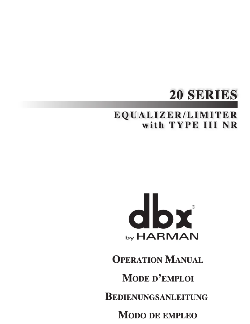 Page n°1 - Manuel utilisateur DBX 2031