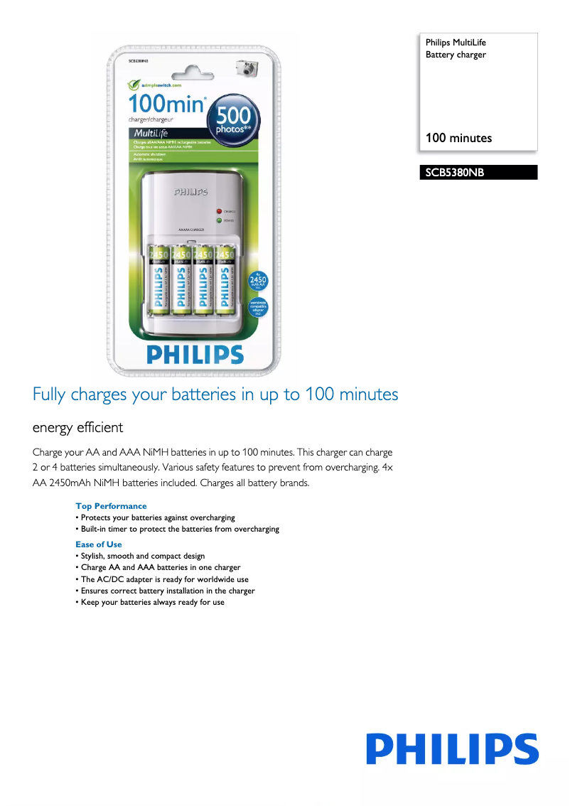 Page 1 de la notice Brochure Philips MultiLife SCB5380NB
