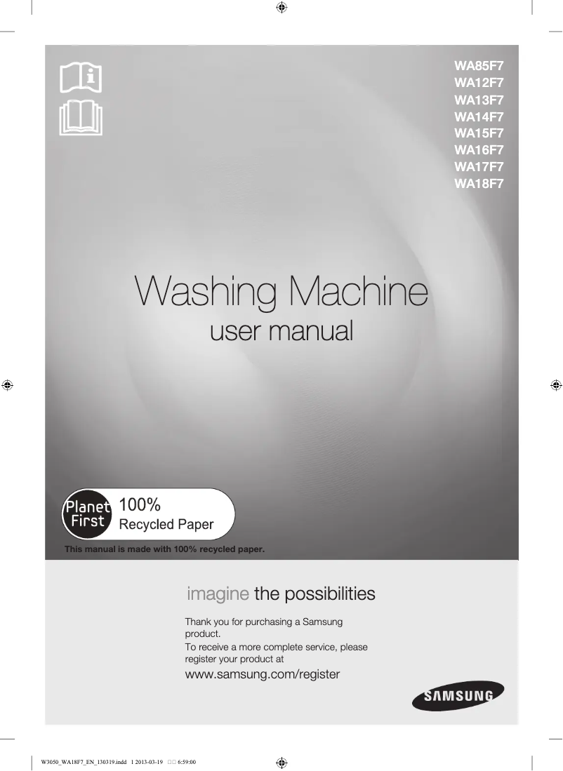 Page n°1 - Manuel utilisateur Samsung WA16F7L4UWA