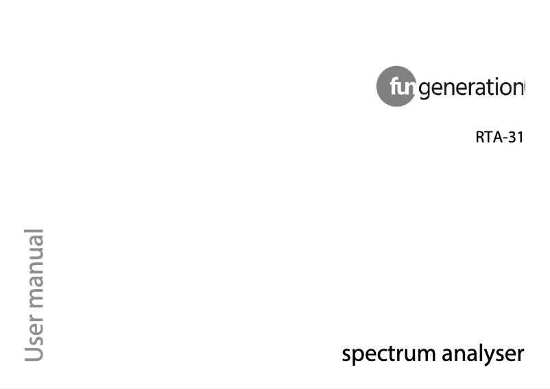 Page 1 de la notice Manuel utilisateur Fun Generation RTA-31