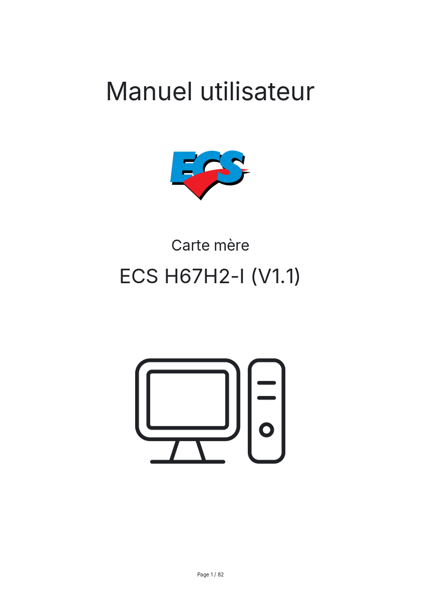 Page n°1 - Manuel utilisateur ECS H67H2-I (V1.1)