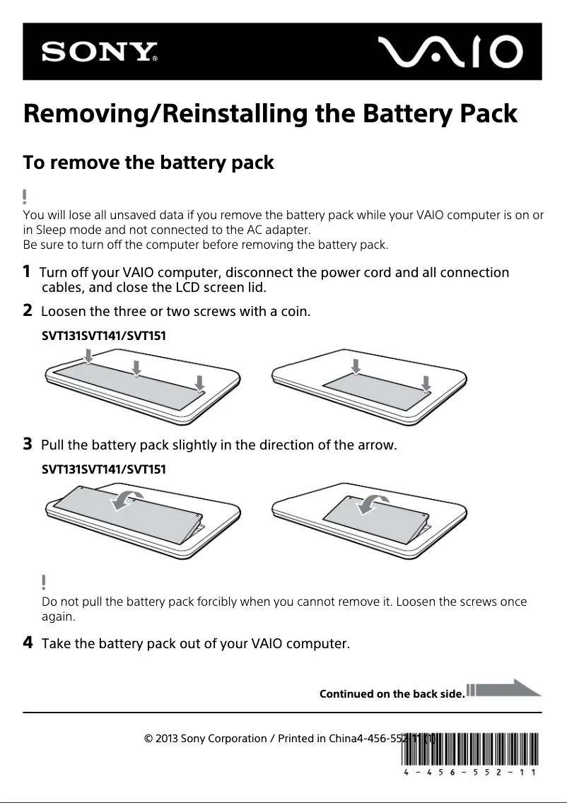 Page n°1 - Guide d'installation Sony Vaio Tab 14 SVT14122CXS