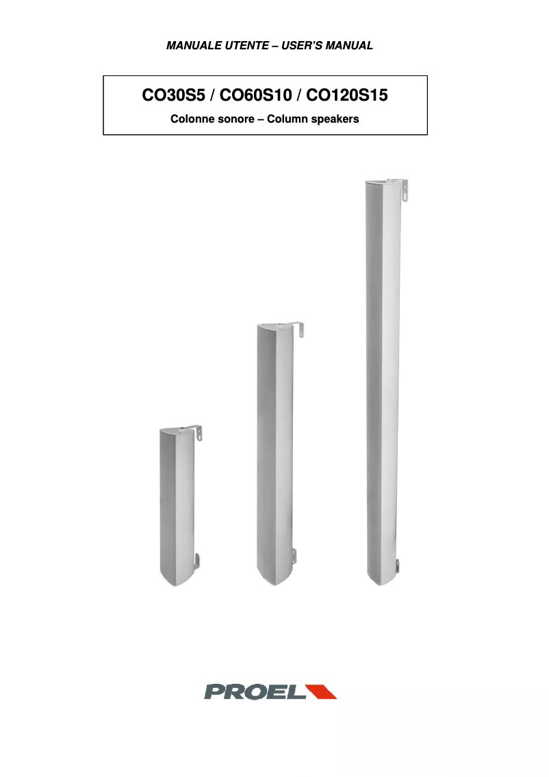 Page n°1 - Manuel utilisateur Proel CO30S5