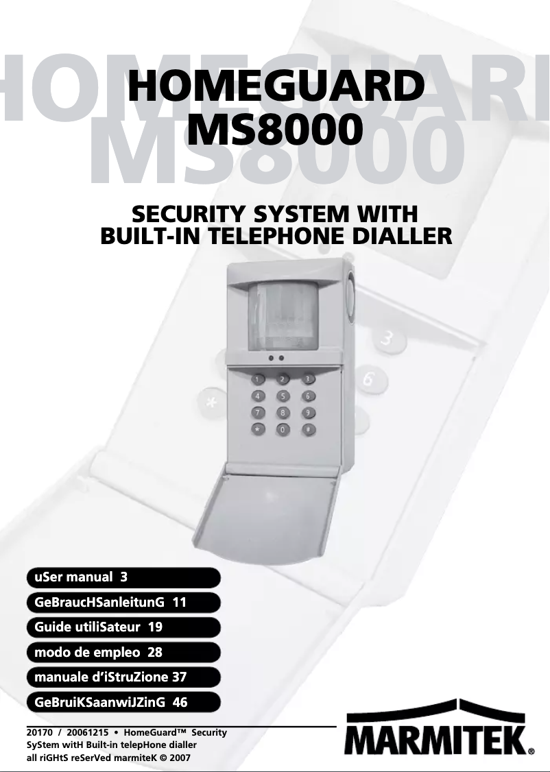 Page 1 of the manual User Manual Marmitek HomeGuard MS8000