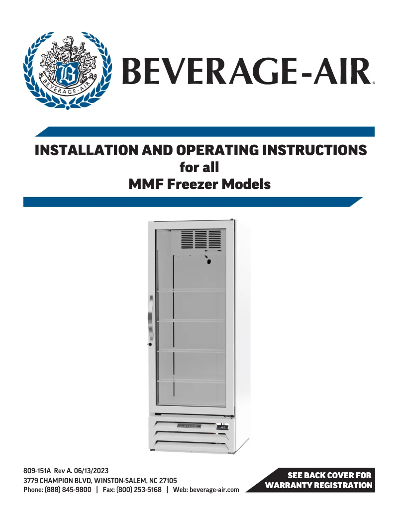 Page 1 de la notice Manuel utilisateur Beverage-Air MMF12HC-1-W