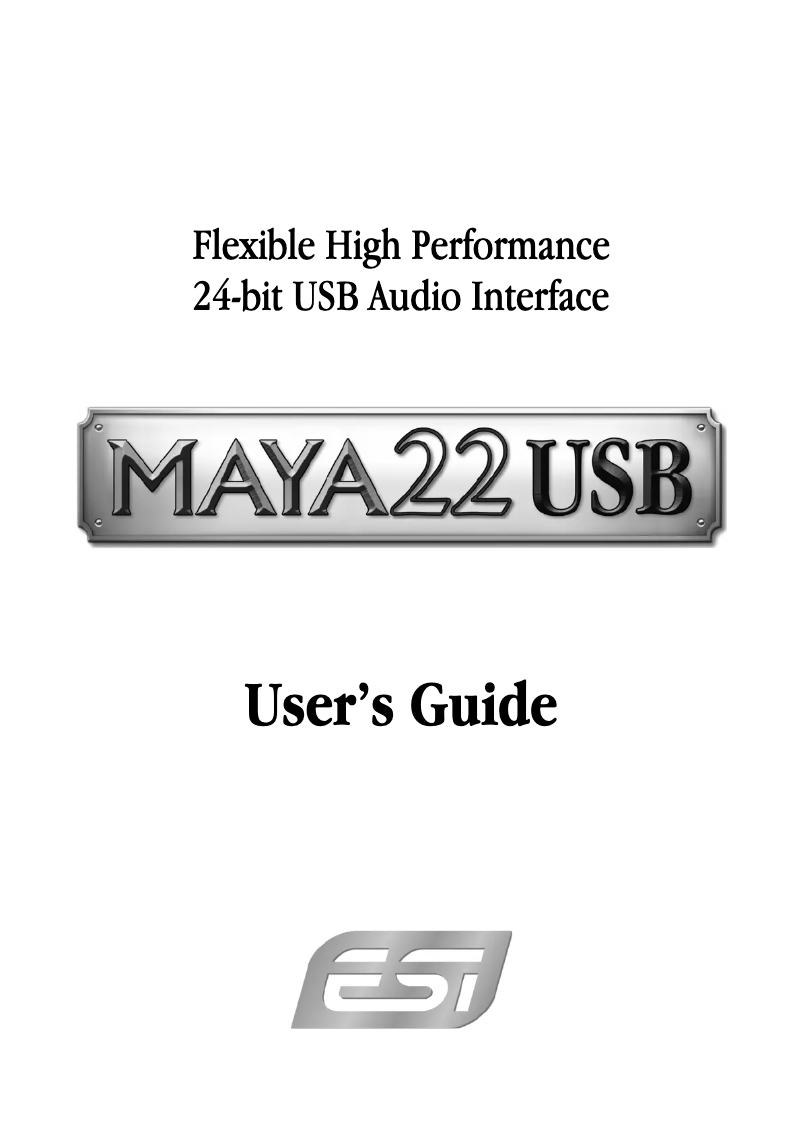 Page n°1 - Manuel utilisateur ESI MAYA22