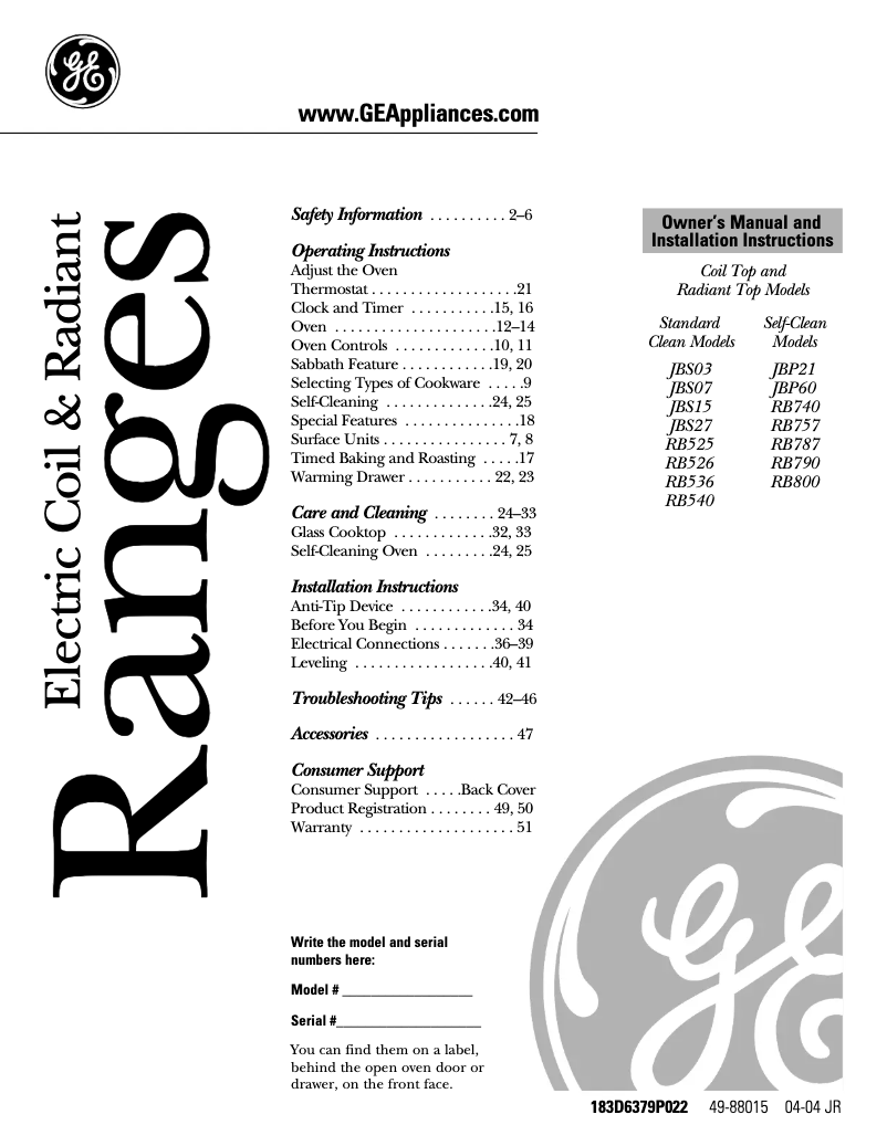 Page 1 de la notice Guide d'installation Hotpoint RB787BCBB