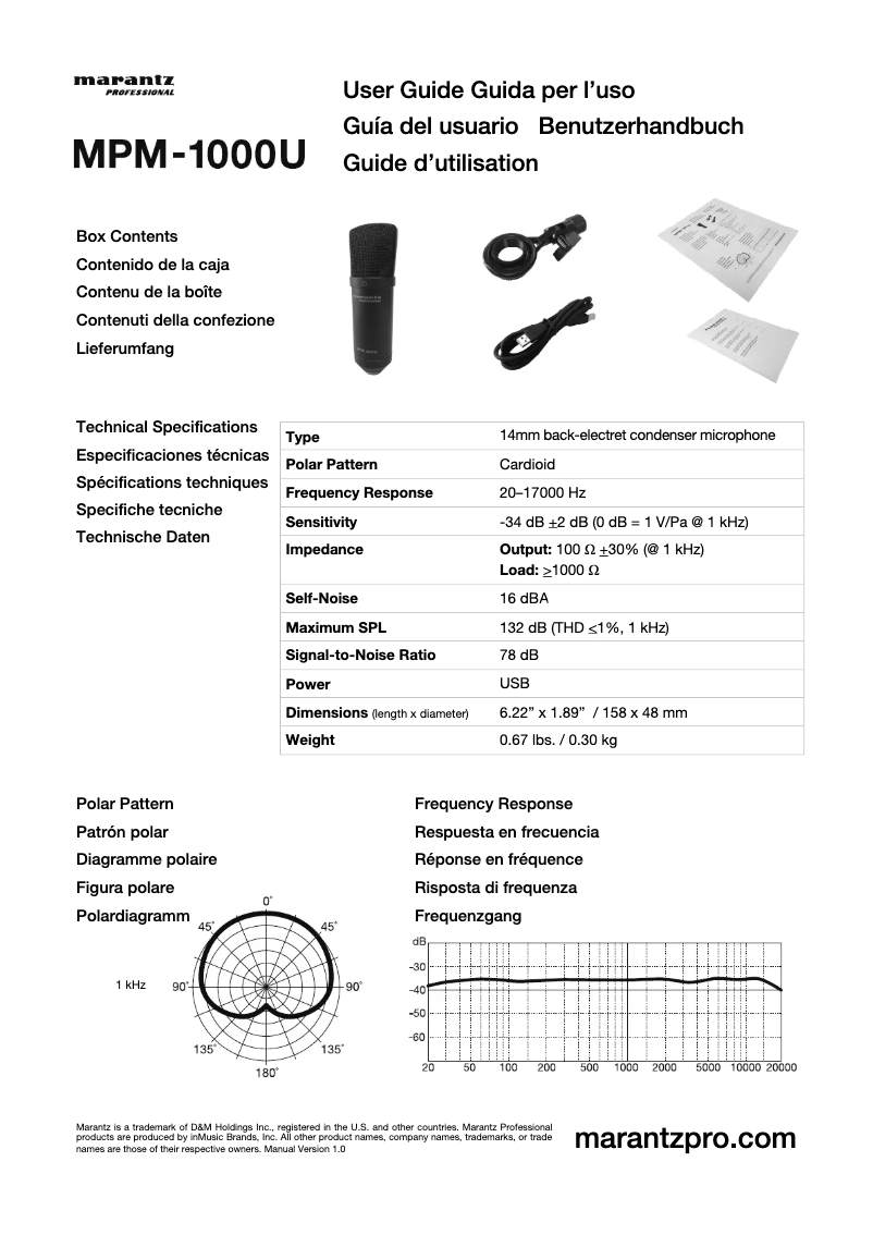 Page n°1 - Manuel utilisateur Marantz MPM-4000U