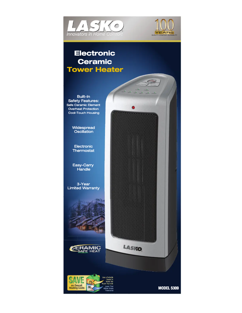 Page n°1 - Fiche technique Lasko 5309