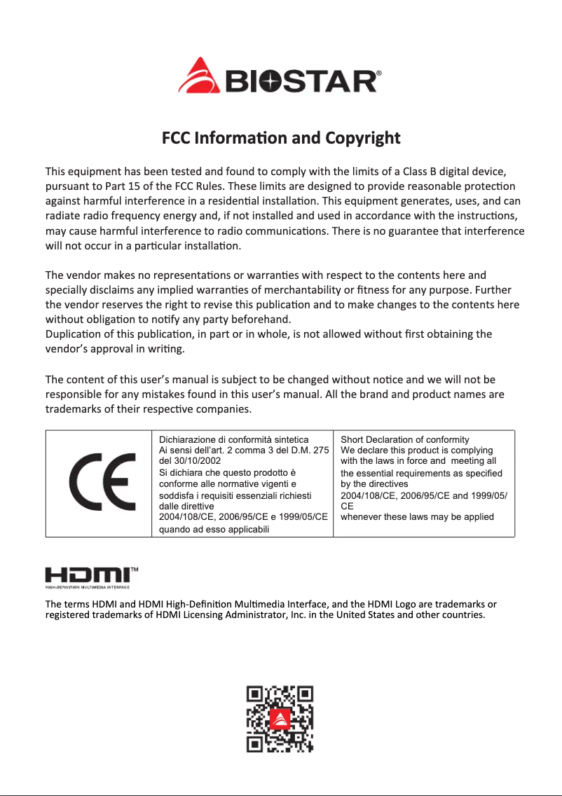 Page 1 de la notice Manuel utilisateur Biostar B760MX-E D4