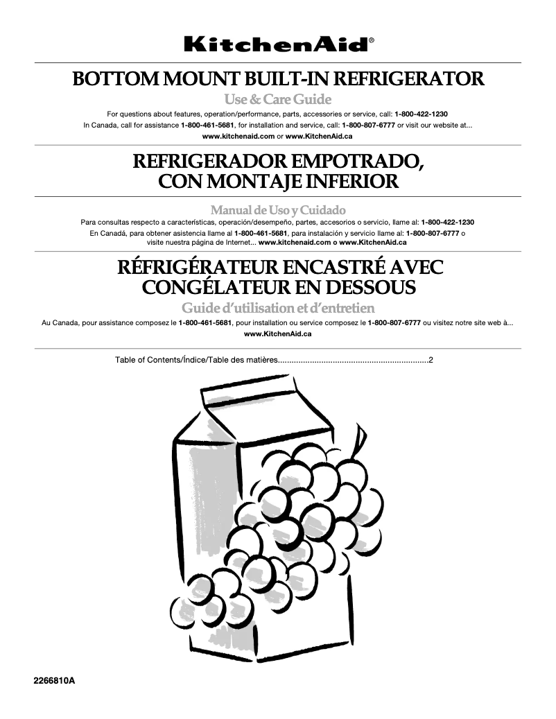 Page n°1 - Manuel utilisateur KitchenAid Architect KBRC36FTS