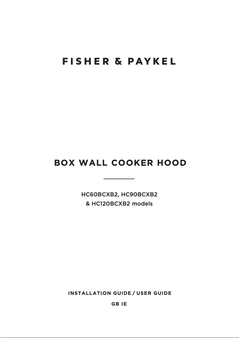 Página 1 del manual Guía de instalación Fisher & Paykel HC90BCXB2