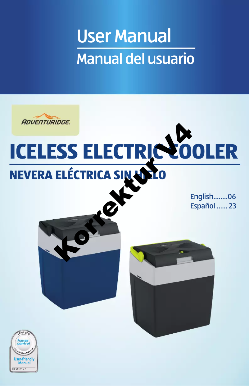 Page n°1 - Manuel utilisateur Adventuridge Iceless Electric Cooler 94710