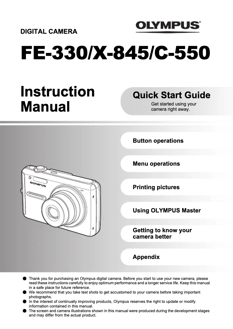 Page n°1 - Manuel utilisateur Olympus C-550