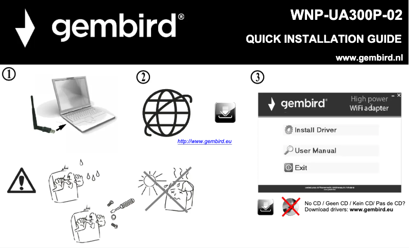 Page 1 de la notice Manuel utilisateur Gembird WNP-UA300P-02